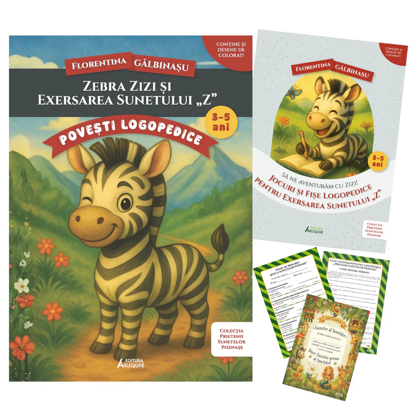 Pachet Zebra Zizi si exersarea sunetului „Z”. Prietenii Sunetelor Poznase