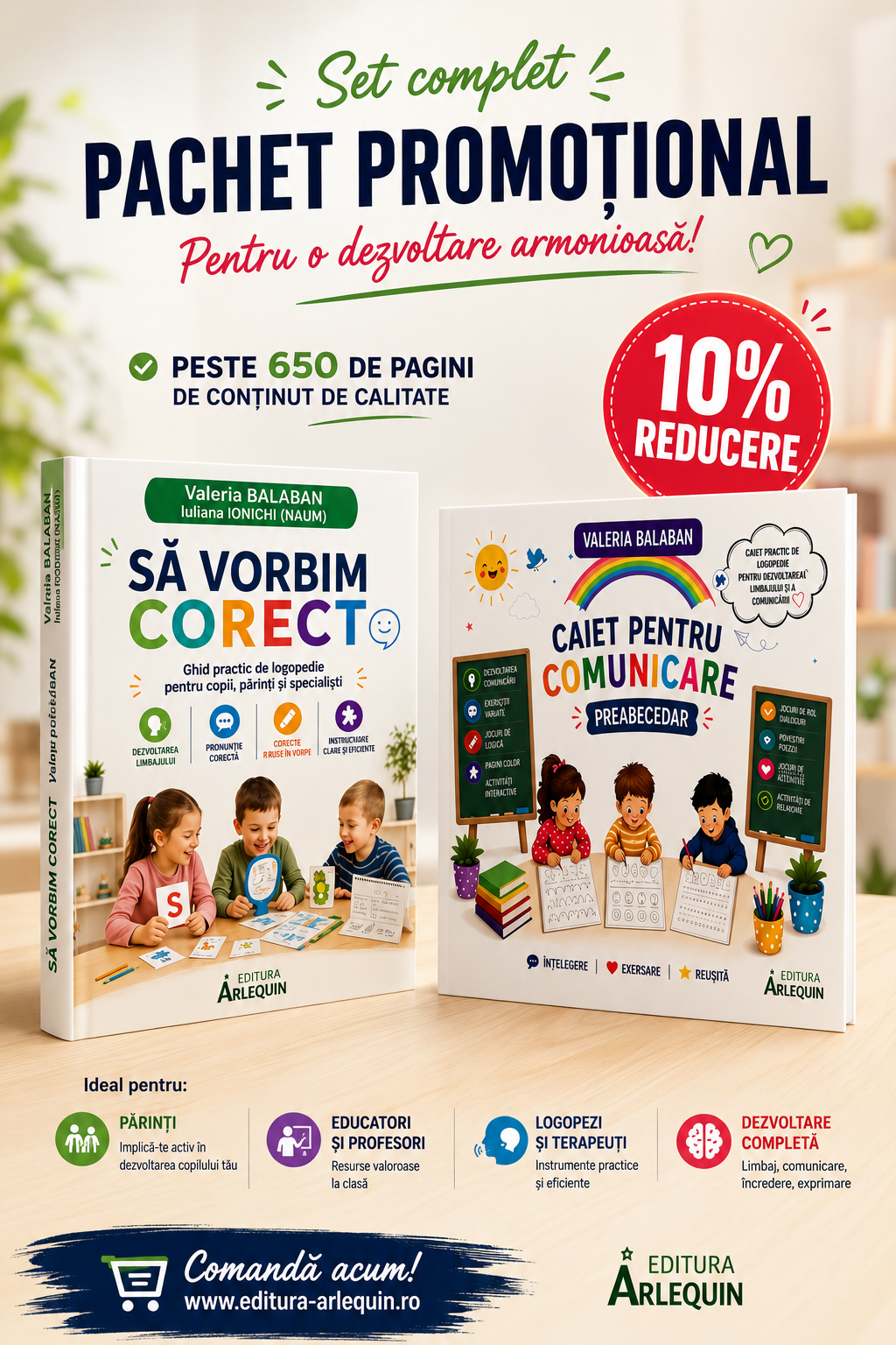 Pachet logopedie · Sa vorbim corect + Preabecedar (Valeria Balaban)